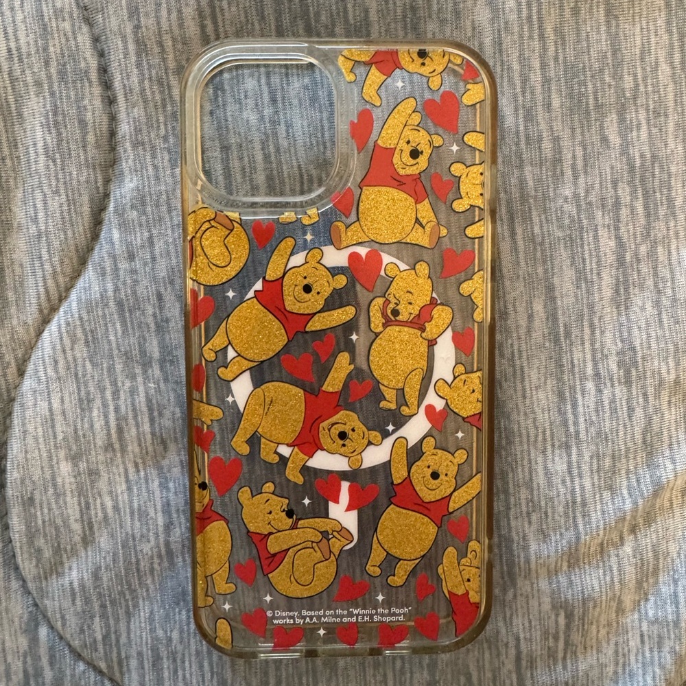 Winnie the Pooh Patterned iPhone 13 Case - Red and Gold
